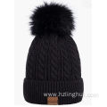 Warm Fleece Lining Knitted Soft Cuff with Pom